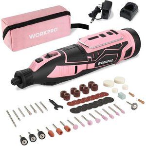 Pink 12V Cordless Rotary Tool Kit, 5 Variable Speeds, Powerful Engraver, Sander